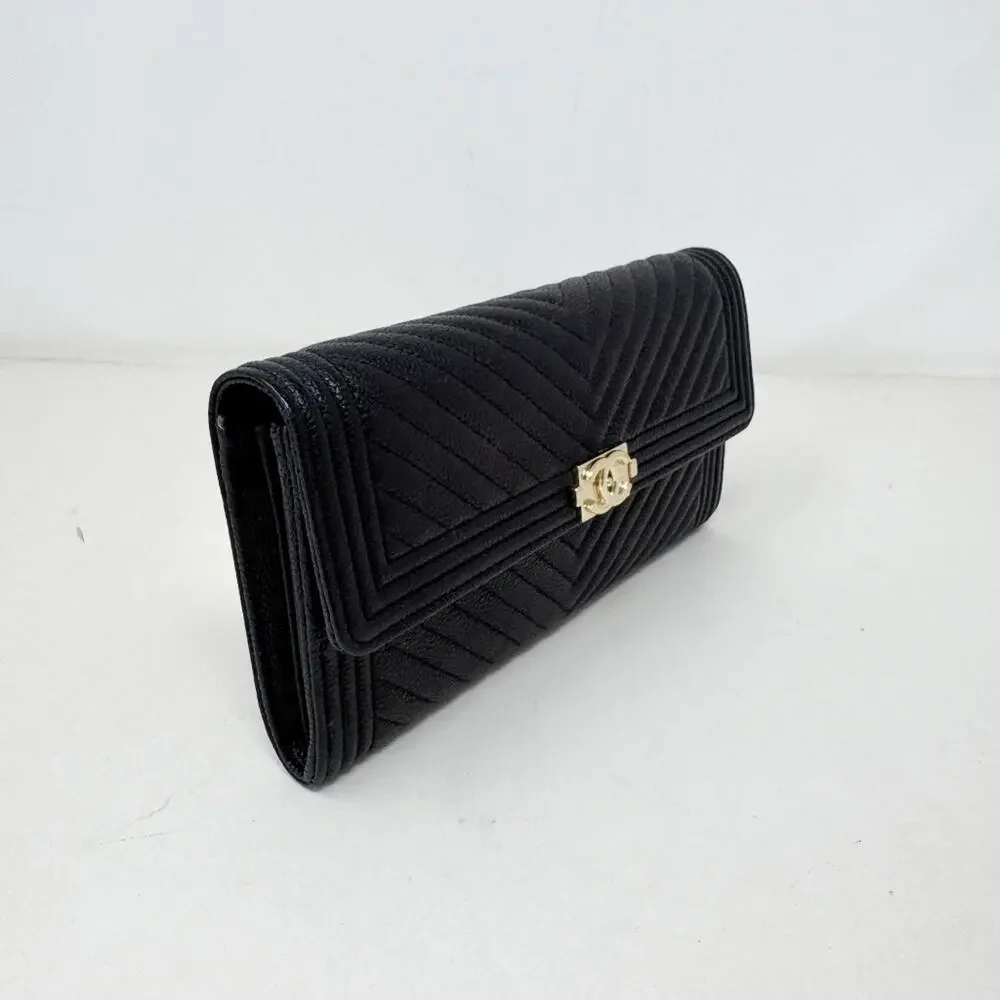 Chanel Chevron Boy Flap Long Wallet